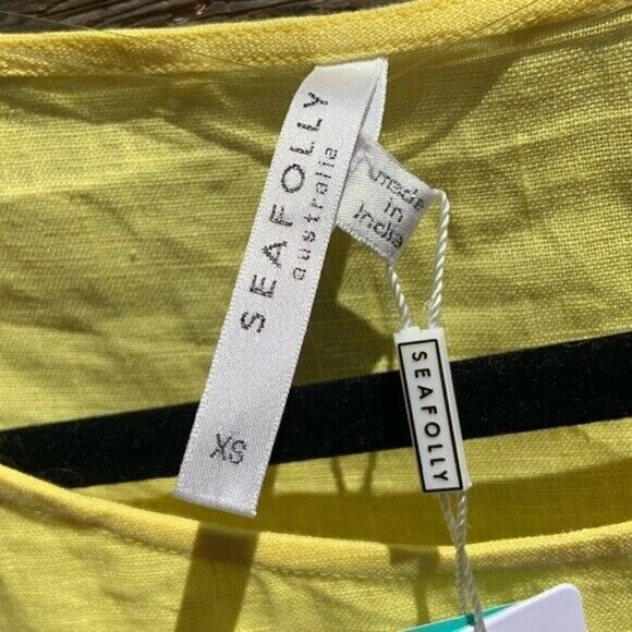 🌻Seafolly Brightfolk Yellow Embroidered Linen Top Size XS/S {NEW WITH TAGS!}. - Picture 7 of 10
